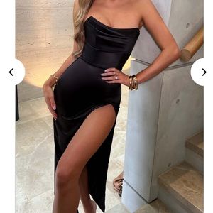 COPY - NWT BabyBoo Fashion Everly Maxi Dress Black Satin